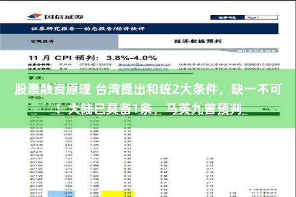 股票融资原理 台湾提出和统2大条件，缺一不可！大陆已具备1条，马英九曾预判